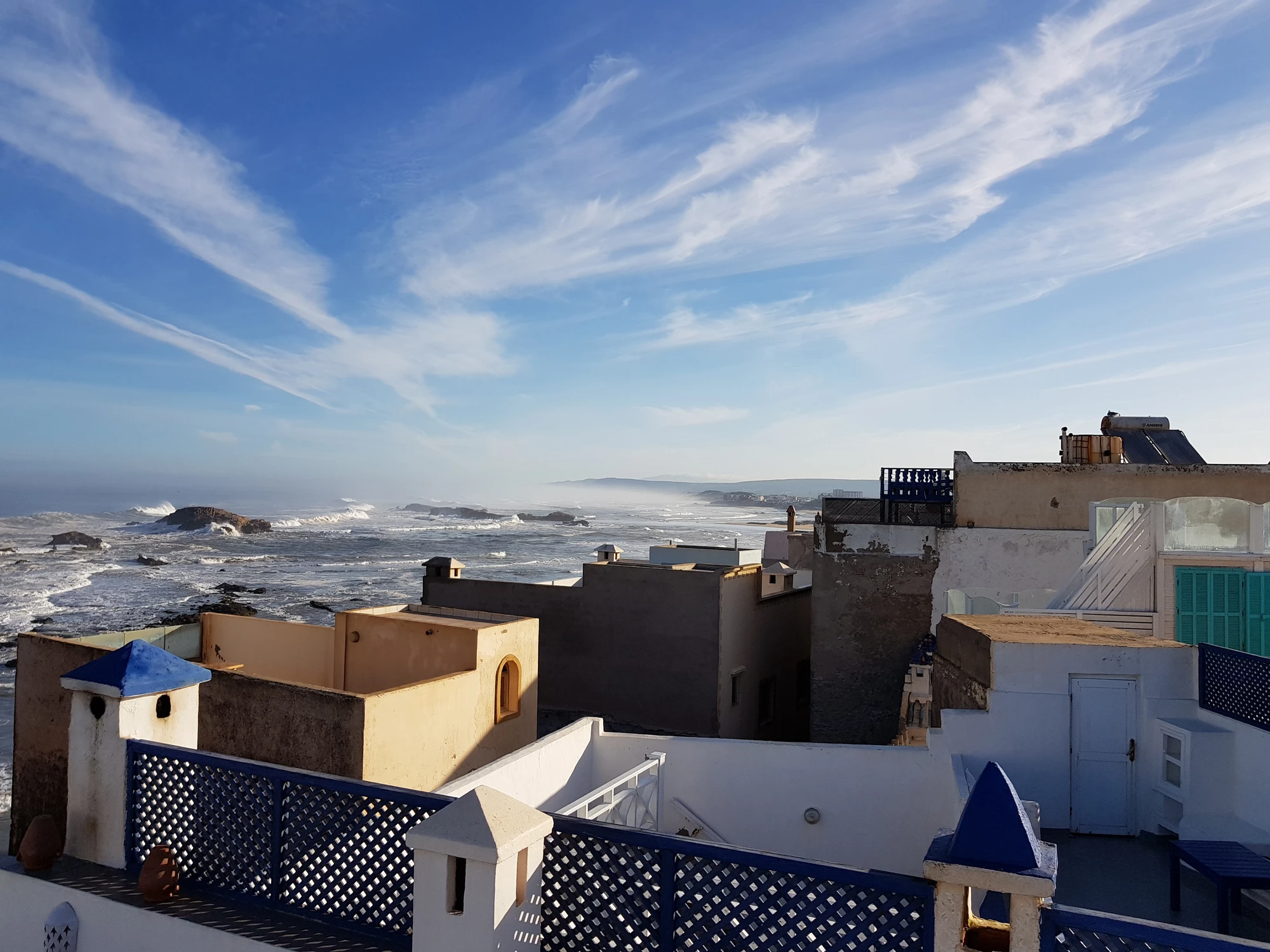 Vy från terassen La Fontaine Blue, Essaouira
